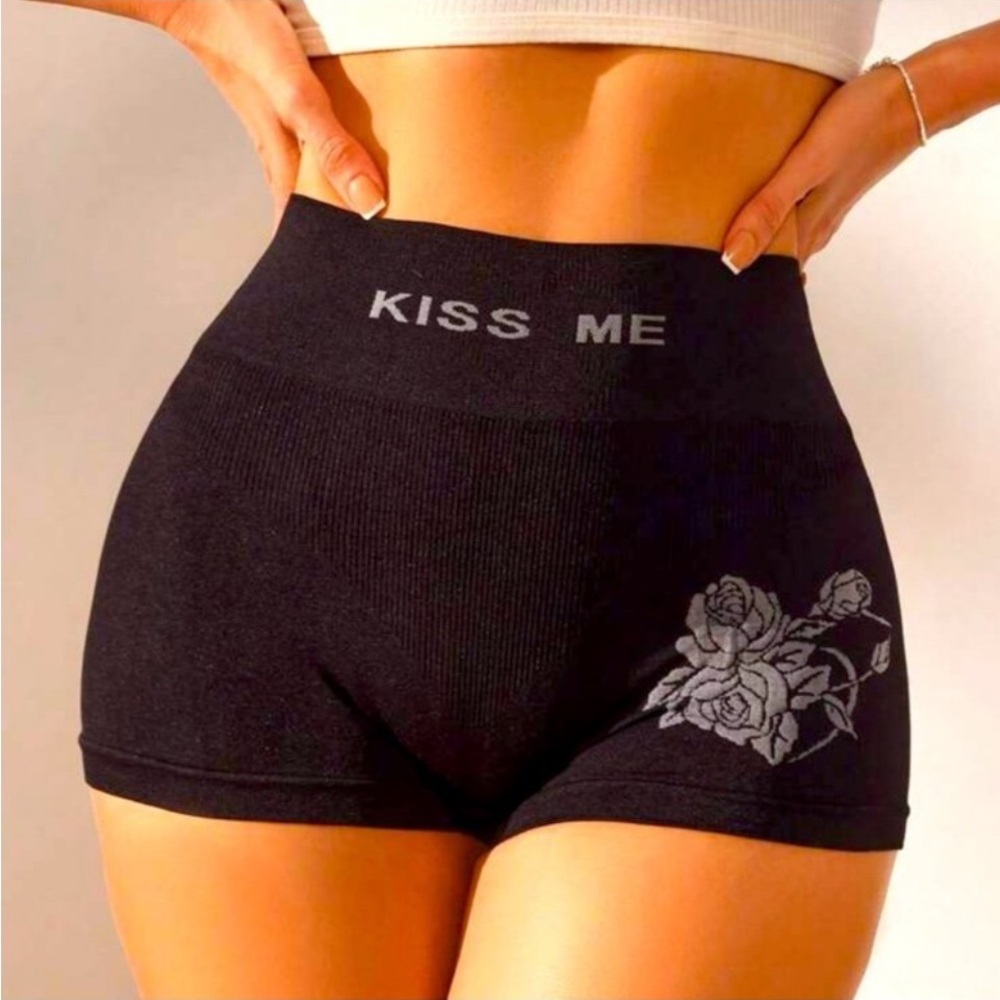 Kiss Me Black High-Waist Women's Shorts